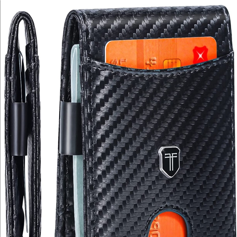 🆕 Toughergun Slim Wallet with Money Clip and RFID Carbon Black